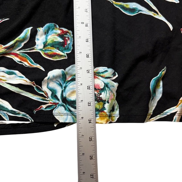 Chicos Womens Sz 3/XL Black Floral Knit Top Black Floral 3/4 Sleeve Stretch - Picture 9 of 11